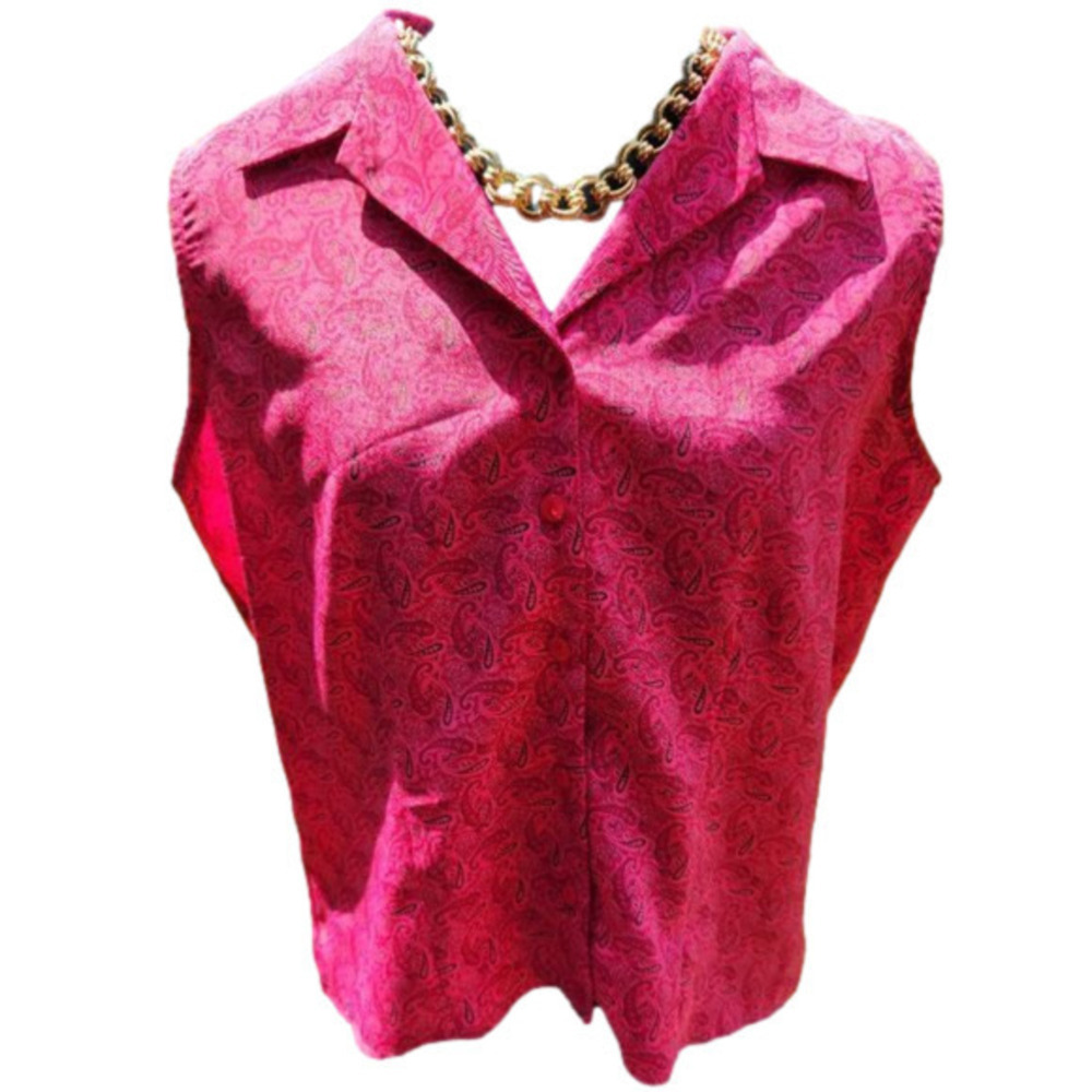 413. Fuchsia Paisley Sleeveless Blouse |M
